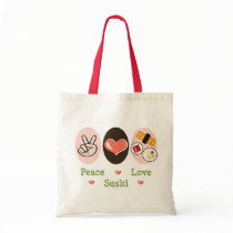 Peace Love Sushi Tote Bag bags