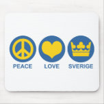 Peace Love Sverige Mouse Pads
