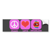 Peace Love Swaziland bumper stickers