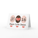 Peace Love Sweet Sixteen Birthday Card by BirthdayTeesGifts Peace Love Sweet Sixteen Birthday Card