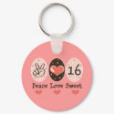 Peace Love Sweet Sixteen Key Chain keychains by BirthdayTeesGifts Peace Love Sweet Sixteen Key Chain keychains