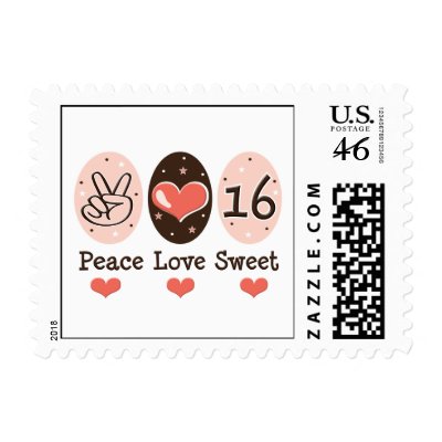 Peace Love Sweet Sixteen Stamps by BirthdayTeesGifts