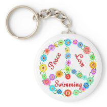 Peace Love Swimming Keychains