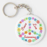 Peace Love Swimming Keychains