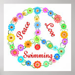 Peace Love Swimming Posters