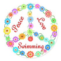 Peace Love Swimming Stickers