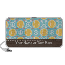 Peace Love Tennis Doodle Speakers Personalized