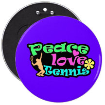 Peace, Love, Tennis; Retro Pinback Button