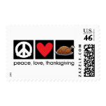 Peace, Love, Thanksgiving Custom Postage Stamp stamps