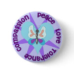 Peace Love Tolerance Compassion Pins