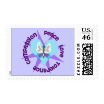 Peace Love Tolerance Compassion postage