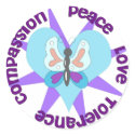 Peace Love Tolerance Compassion stickers