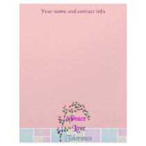 Peace Love Tolerance Custom Letterhead