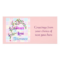 Peace Love Tolerance photo cards by orsobear Peace Love Tolerance photo cards