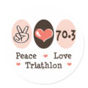 Peace Love Triathlon Stickers by RunnerTeesGifts Peace Love Triathlon Stickers