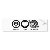 Peace Love Trumpet Bumper Sticker