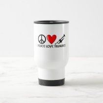 Peace, Love, Trumpet mugs