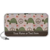 Peace Love Turtles Doodle Speakers Personalized