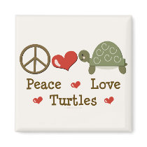 Peace Love Turtles Magnet