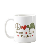 Peace Love Turtles Mug by animalteesgifts Peace Love Turtles Mug