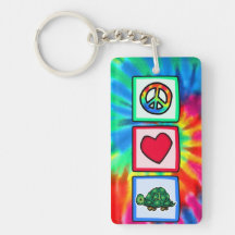 Peace, Love, Turtles Rectangle Acrylic Keychains