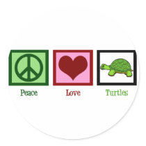 Peace Love Turtles Round Sticker