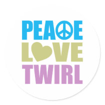 Peace Love Twirl Round Stickers