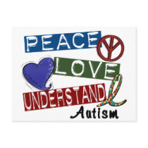 PEACE LOVE UNDERSTAND AUTISM POSTCARD