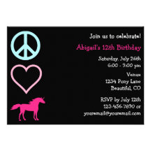 Peace Love Unicorns Girl's Birthday Invitation