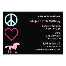 Peace Love Unicorns Girl's Birthday Invitation