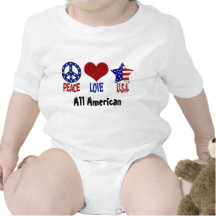 Peace, Love, USA. All American Infant Creeper