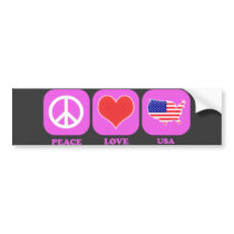 Peace Love Usa Bumper Stickers