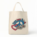Peace Love USA Grocery Tote bags