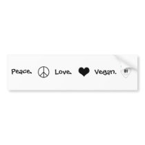Peace, Love, Vegan bumper stickers