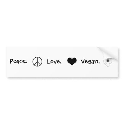 Peace, Love, Vegan bumper sticker