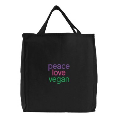 peace, love, vegan Embroidered Bag