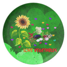 Peace Love Vegetables Dinner Plates
