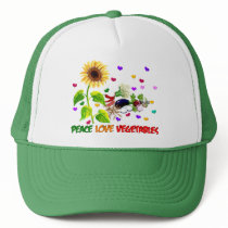 Peace Love Vegetables Trucker Hat