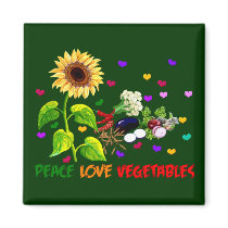 Peace Love Vegetables Refrigerator Magnets
