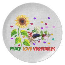 Peace Love Vegetables Party Plate