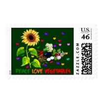 Peace Love Vegetables Postage Stamps