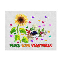 Peace Love Vegetables Post Cards