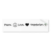Peace, Love, Vegetarian bumper stickers by flightlessXbird Peace, Love, Vegetarian bumper stickers