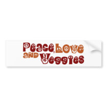 Peace Love Veggies bumper stickers