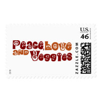 Peace Love Veggies Postage Stamp