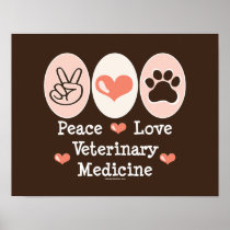 Peace Love Veterinary Medicine Poster