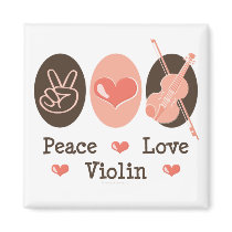 Peace Love Violin Magnet by MusicTeesGifts Peace Love Violin Magnet
