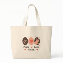 Peace Love Violin Music Bag by MusicTeesGifts Peace Love Violin Music Bag