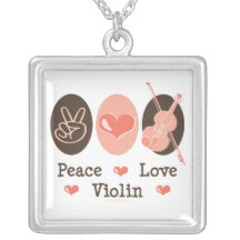 Peace Love Violin Necklace