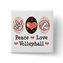 Peace Love Volleyball Button